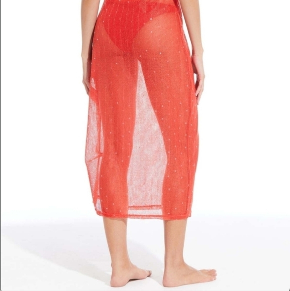 New Solid & Striped The Sequined Samar Coral Red Mesh Beach Swim Cover-Up NWT XS - Picture 5 of 12
